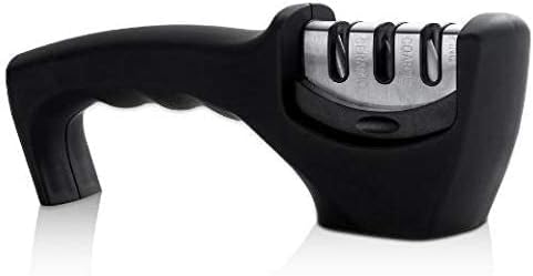 Manual Knife Sharpener – 3-Stage Kitchen Tool – Coarse Grind, Fine Sharpen, Polish, Tungsten Steel Blades for Razor Edge, Ergonomic Handle, Safe for Home & Chef Use - Image 4