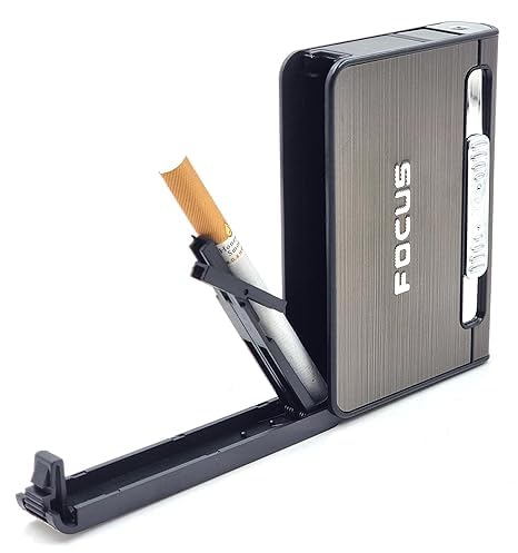 Metal Cigarette Case with Automatic Lighter – Portable 10 Cigarette Holder, Durable Metal Box for Men, Slim Smoking Accessory with Built-In Lighter for Travel, Outdoor, and Everyday Use