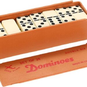 Double Six Dominoes Set – Classic Table Game – 28 Durable Numbered Tiles, Compact Storage Case, Fun for Family Game Night, Indoor Strategy Game for 2 to 4 Players