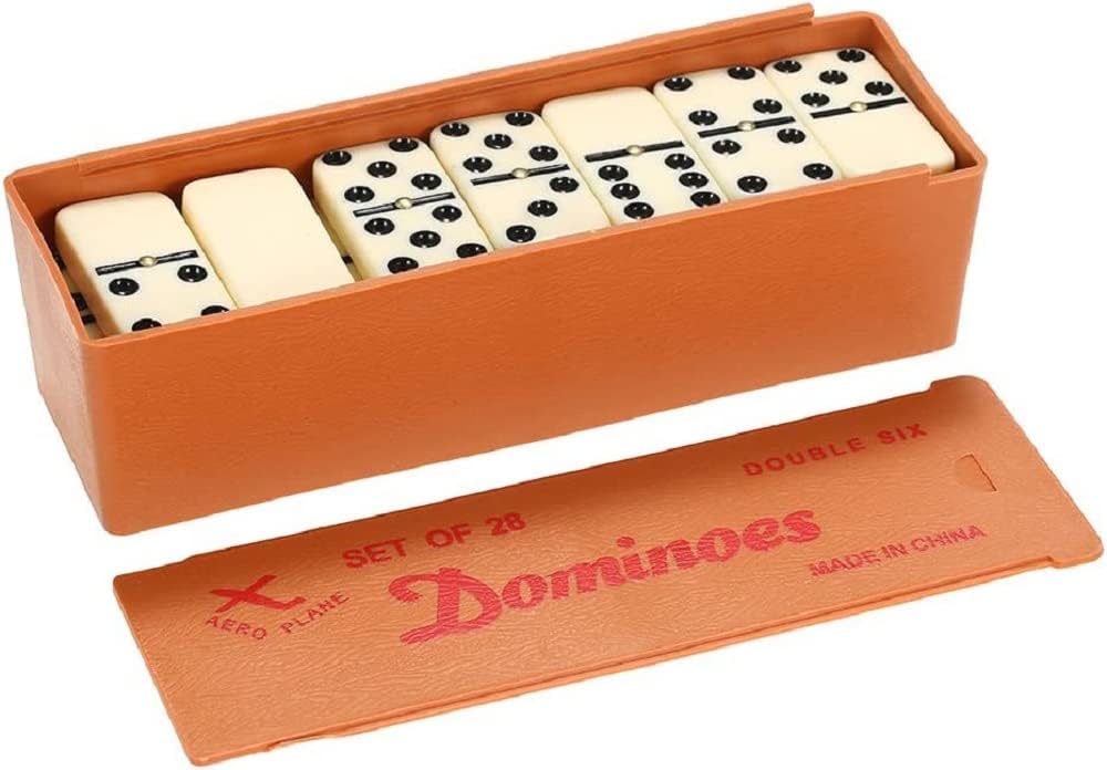 Double Six Dominoes Set – Classic Table Game – 28 Durable Numbered Tiles, Compact Storage Case, Fun for Family Game Night, Indoor Strategy Game for 2 to 4 Players