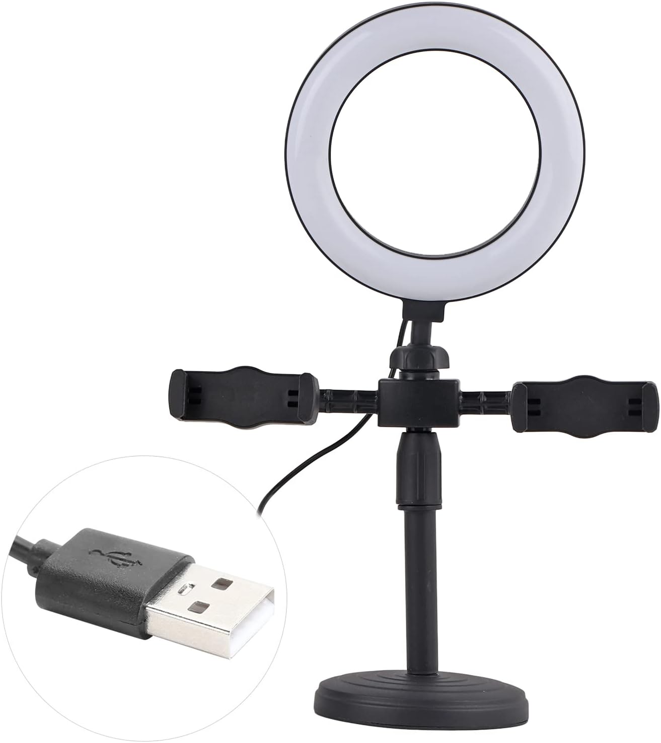 Ring Light – LED Zoom Light – 6in Dimmable Desk Ring Light, Adjustable Tripod Stand, USB Fill Light for Webcam, Phone Holder Included, Perfect for Makeup, Streaming, Video Calls - Image 2