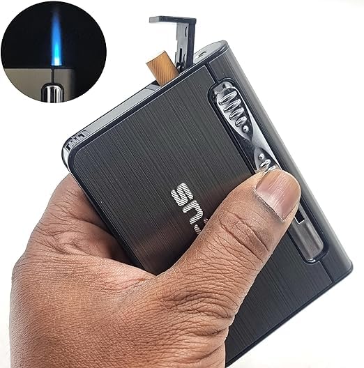 Metal Cigarette Case with Automatic Lighter – Portable 10 Cigarette Holder, Durable Metal Box for Men, Slim Smoking Accessory with Built-In Lighter for Travel, Outdoor, and Everyday Use - Image 4