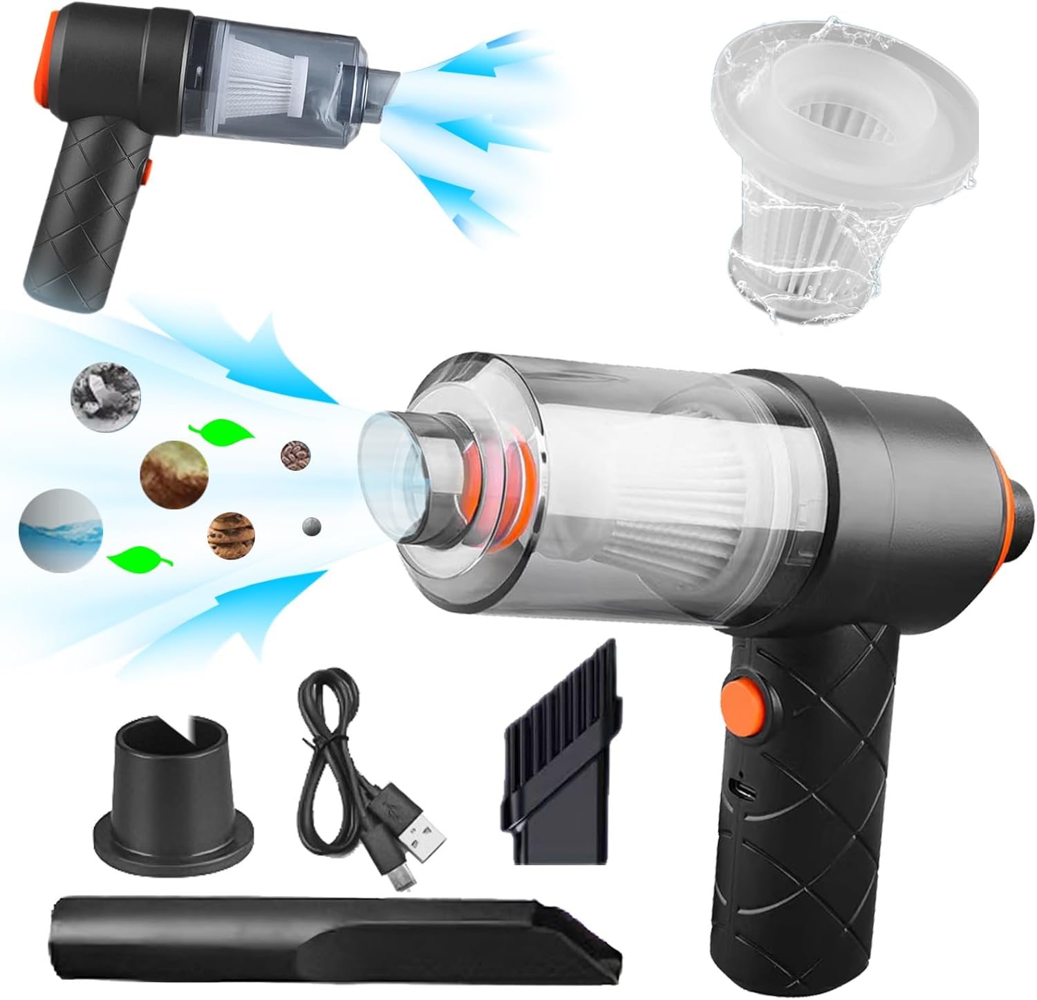 Handheld Vacuum Cleaner – Powerful Cordless Suction – 4000Pa Mini Cleaner, Low Noise, Dual Nozzles, Pet Hair Remover, Keyboard Crumbs Buster, For Car, Home, and Office Cleaning