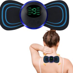 Neck Massager – EMS Muscle Stimulator – 8 Modes, Portable Massage Pad, Adjustable Frequency, Relieves Neck & Shoulder Tension, Wireless Compact Design for Home or Travel