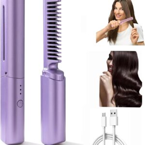 Wireless Hair Straightener – Portable Mini Flat Iron – Cordless Design, Rechargeable Battery, 2-in-1 Curling & Straightening Tool, Compact for Travel, Office, and Daily Touch-Ups