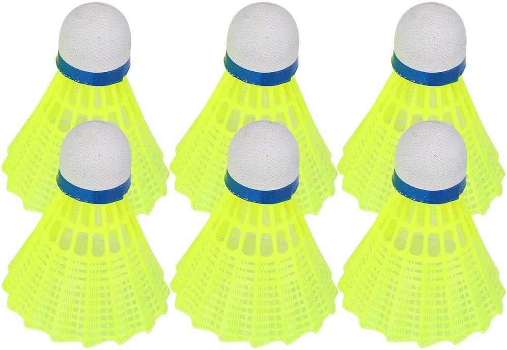Badminton Shuttlecocks – High-Speed Feather Birdies – Durable Nylon Build, Stable Flight Design, Long-Lasting Bounce, Ideal for Indoor Training & Outdoor Family Matches – 6 Pack