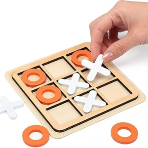 Wooden Tic Tac Toe Game – Classic XO Puzzle Board – Durable Tabletop Strategy Toy, Fun Family Game Night for Kids & Adults, Educational Brain Teaser, Perfect Indoor Travel Game Set