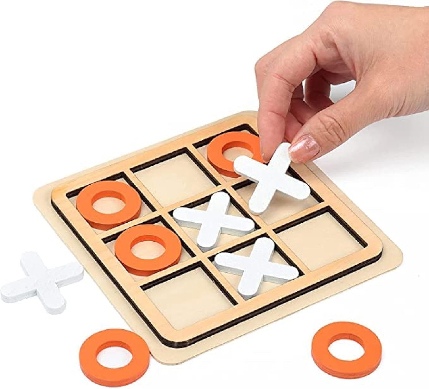 Wooden Tic Tac Toe Game – Classic XO Puzzle Board – Durable Tabletop Strategy Toy, Fun Family Game Night for Kids & Adults, Educational Brain Teaser, Perfect Indoor Travel Game Set