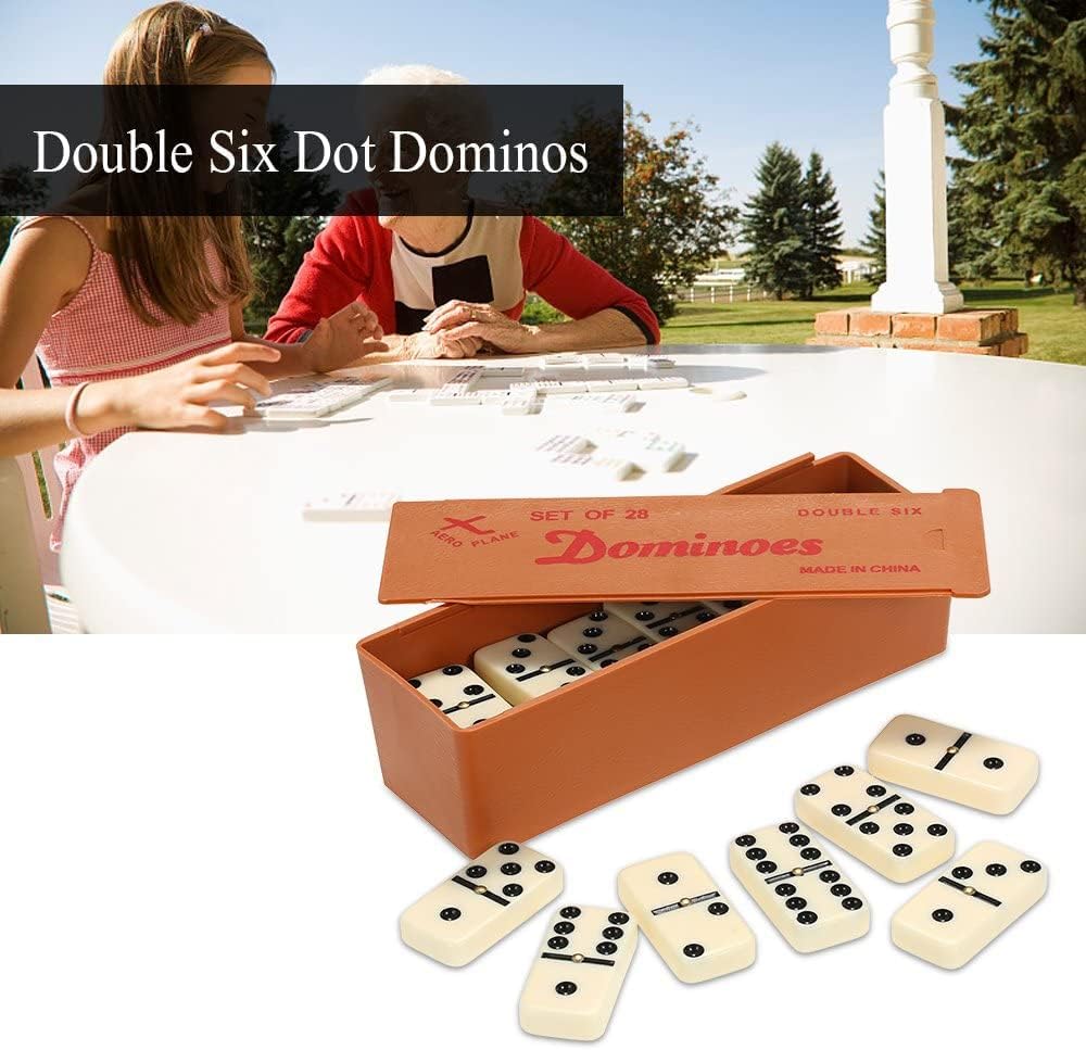 Double Six Dominoes Set – Classic Table Game – 28 Durable Numbered Tiles, Compact Storage Case, Fun for Family Game Night, Indoor Strategy Game for 2 to 4 Players - Image 3