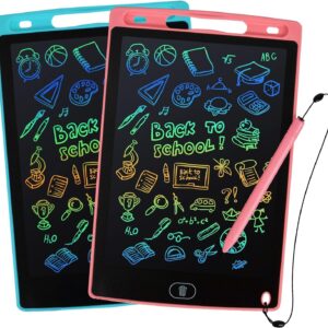 LCD Writing Tablet for Kids – 2 Pack Drawing Pads – 8.5 Inch Colorful Lines, Erasable Screen, Educational Doodle Board for Toddlers, Fun Learning Toys for Boys & Girls, Travel Activities