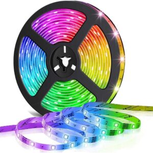LED Strip Lights – RGB Color Changing Smart Lighting – Syncs with Music, Remote Controlled, Flexible 5m Tape Strip, DIY Ambience Creator, Ideal for Bedroom, Parties, Home Decor, Outdoor