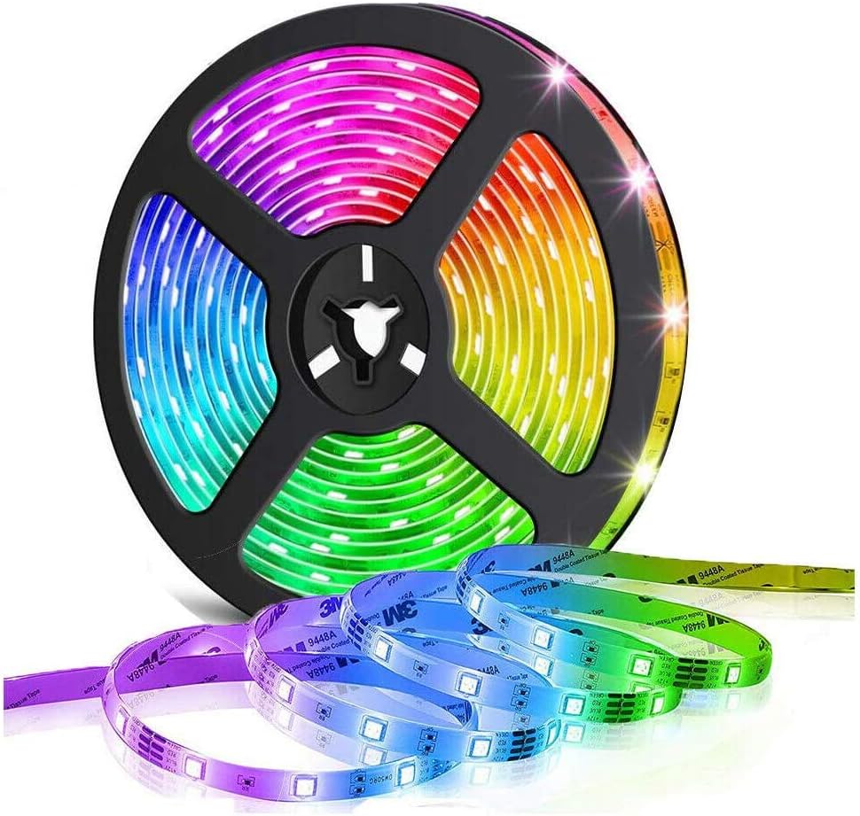 LED Strip Lights – RGB Color Changing Smart Lighting – Syncs with Music, Remote Controlled, Flexible 5m Tape Strip, DIY Ambience Creator, Ideal for Bedroom, Parties, Home Decor, Outdoor