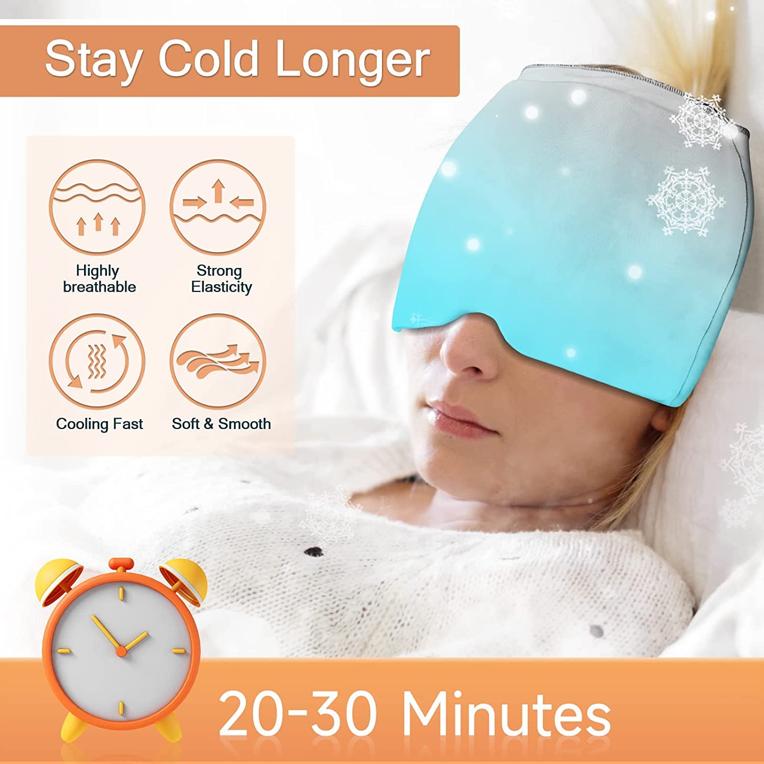 Headache Relief Hat – Migraine Ice Cap – Cold Compress Therapy, Reusable Ice Pack for Head, Soft Gel Design, Tension & Sinus Pain Solution, Ideal for Stress & Fever Relief - Image 4
