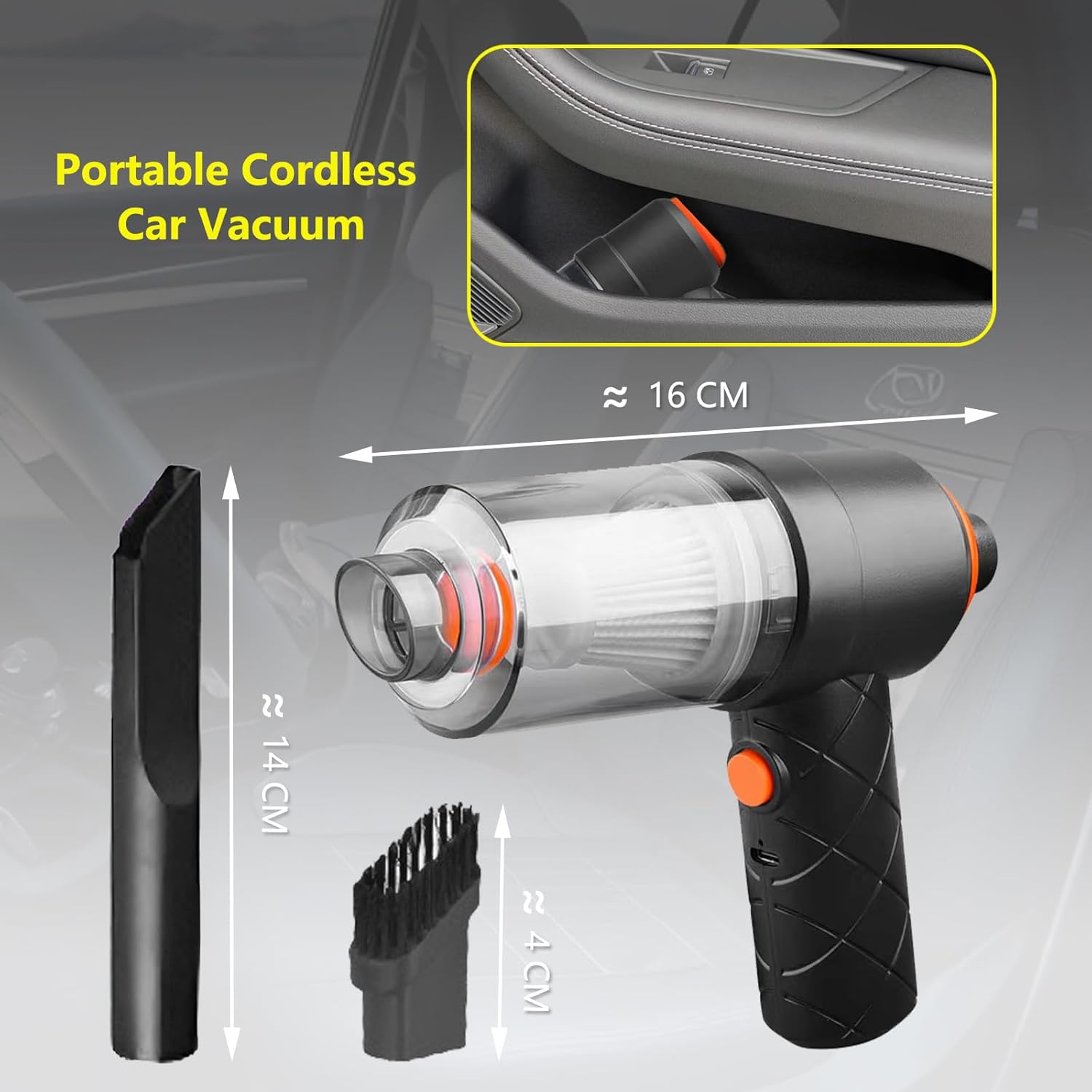 Handheld Vacuum Cleaner – Powerful Cordless Suction – 4000Pa Mini Cleaner, Low Noise, Dual Nozzles, Pet Hair Remover, Keyboard Crumbs Buster, For Car, Home, and Office Cleaning - Image 4