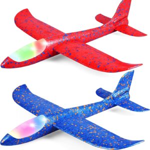 Foam Glider Airplane – Outdoor Flying Toy – 17.5” Large Throw Plane, Manual Circling Mode, Lightweight & Durable, 2 Pack Random Colors, Fun Gift for Kids Ages 3–8