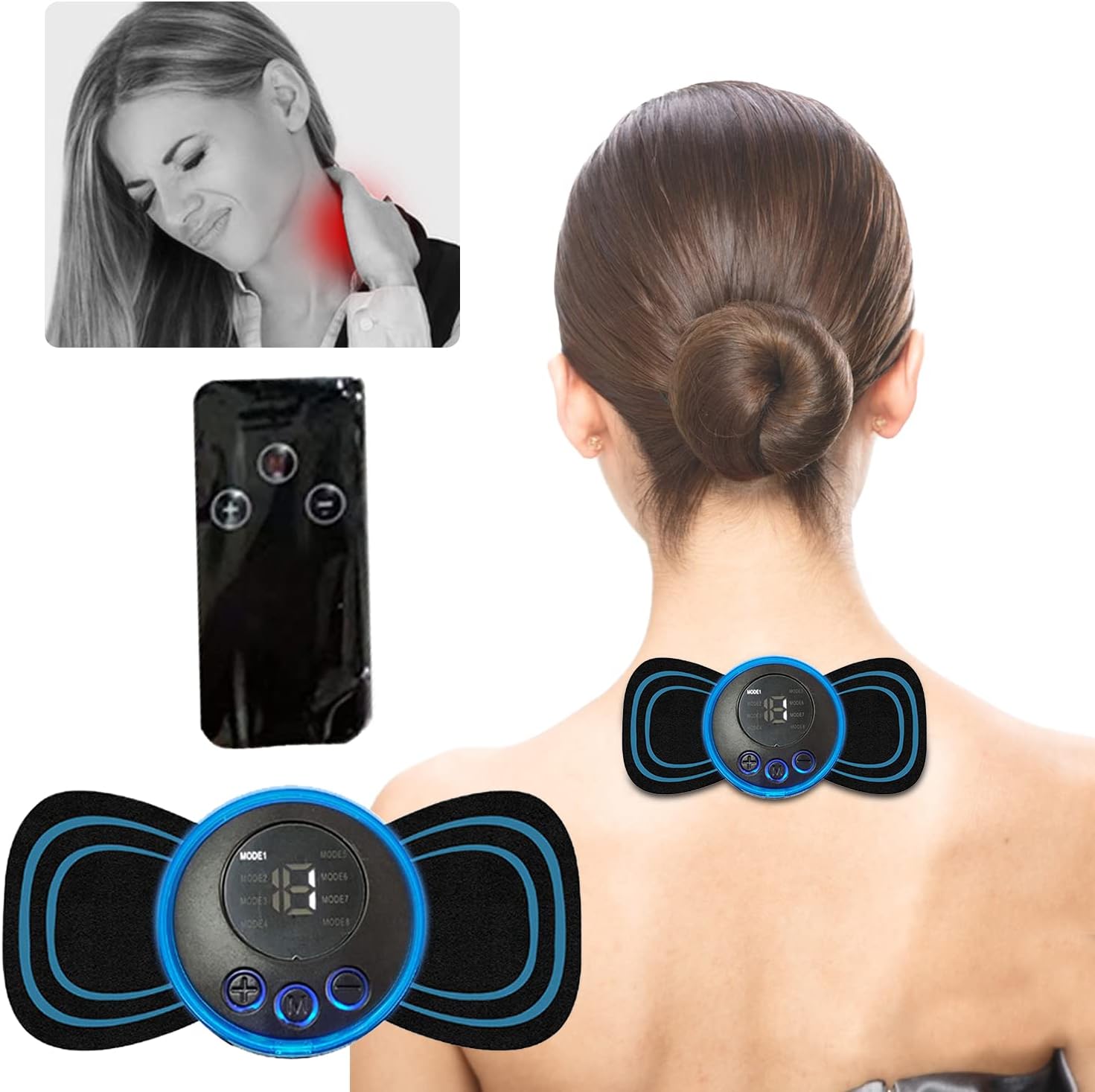 Neck Massager – EMS Muscle Stimulator – 8 Modes, Portable Massage Pad, Adjustable Frequency, Relieves Neck & Shoulder Tension, Wireless Compact Design for Home or Travel - Image 2