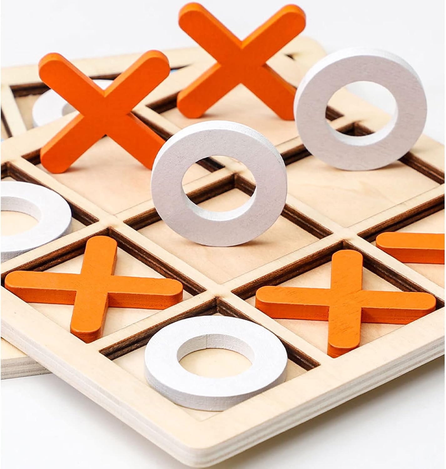 Wooden Tic Tac Toe Game – Classic XO Puzzle Board – Durable Tabletop Strategy Toy, Fun Family Game Night for Kids & Adults, Educational Brain Teaser, Perfect Indoor Travel Game Set - Image 4