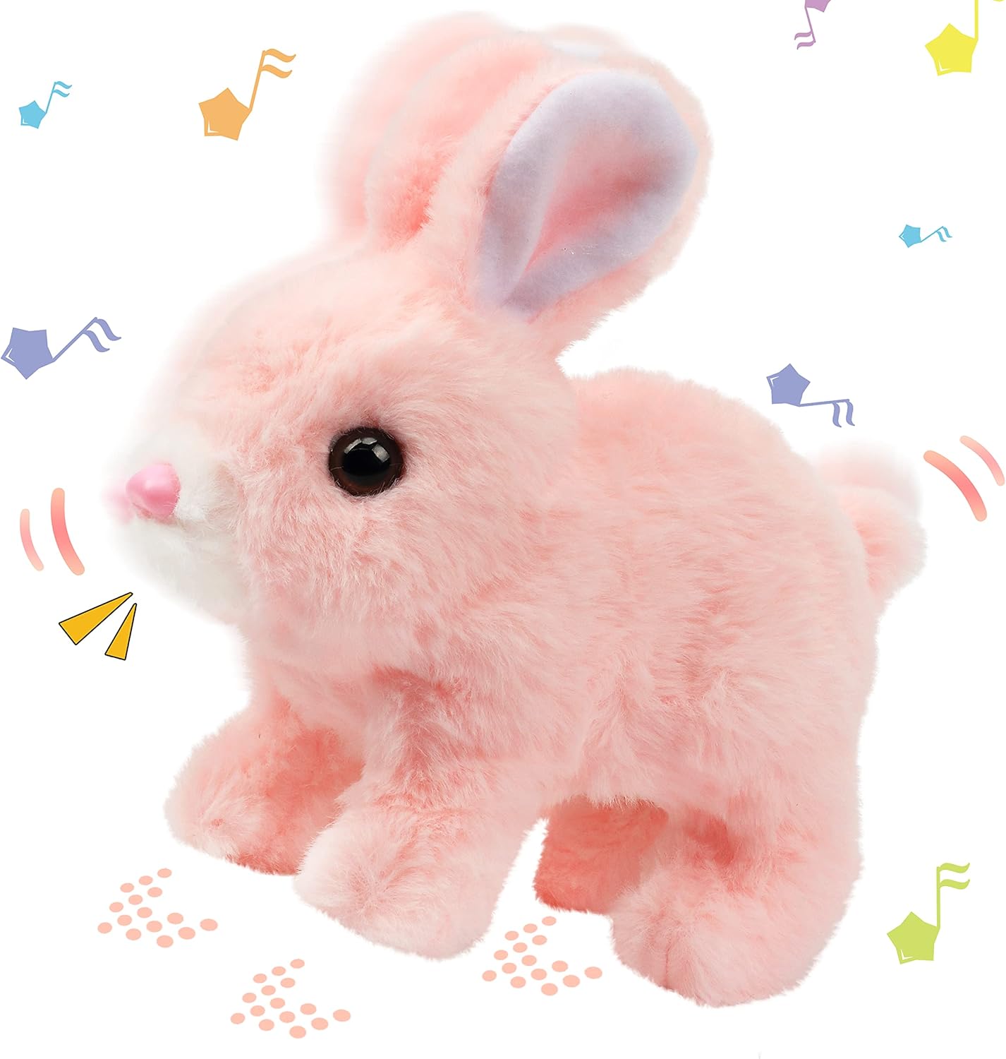 Interactive Bunny Toy – Walking & Talking Stuffed Bunny – Educational Easter Plush, Soft & Cuddly Animal, Sound-Activated Movement, Ideal Gift for Kids, Toddlers & Girls