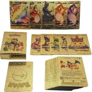 Gold Foil Cards – Collectible Trading Card Set – 55 Shiny Cards, Rare Golden Saina V Pattern, Premium Foil Finish, Ideal for Anime Fans, Game Collectors, and Display Enthusiasts
