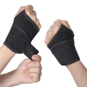 Wrist Wraps for Weightlifting – Gym Wrist Support Bands with Elastic Straps – Heavy Duty Wrist Braces for Men & Women – Injury Prevention Gear – Pack of 4 Black Bodybuilding Accessories