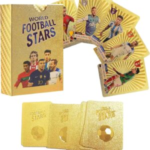 Football Cards – Premium Gold Foil Soccer Trading Cards – 55-Piece Collectible Sports Card Set, Rare Player Cards, Ideal for Collectors & Kids, World Cup Memorabilia Gift