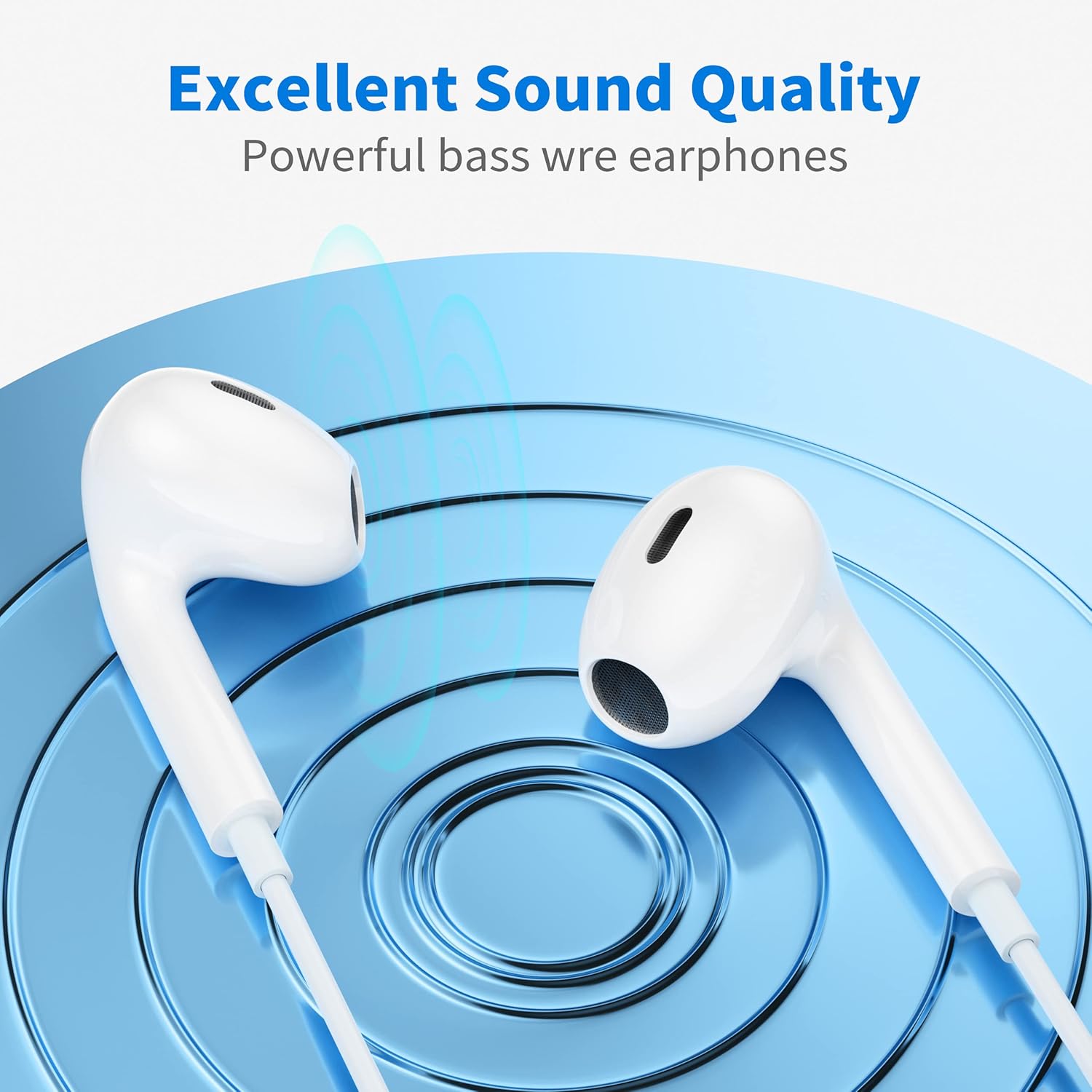 Wired Earphones – Noise Canceling Headphones – Built-in Microphone, Volume Control, Clear Stereo Sound, Tangle-Free Cord, Ideal for iPhone, Calls, Travel, and Daily Use - Image 4