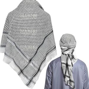 Shemagh Scarf – Tactical Desert Headwrap – Breathable Cotton Fabric, Sun & Dust Protection, Lightweight for Outdoor Hiking, Ideal for Men’s Military, Safari, or Daily Wear