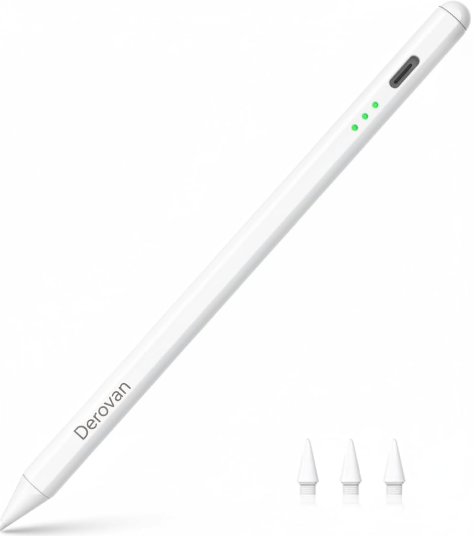 Universal Capacitive Stylus Pen for Touch Screens – 2‑in‑1 Disc + Fiber Tip, Precise Drawing & Writing, Compatible with iPad/iPhone/Android Tablets & Laptops