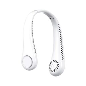 Bladeless Neck Fan – USB Rechargeable Personal Cooling Device with 4 Adjustable Speeds, Ultra-Quiet Wearable Fan for Travel, Home, Office, Outdoor Sports – Hands-Free, Lightweight, White