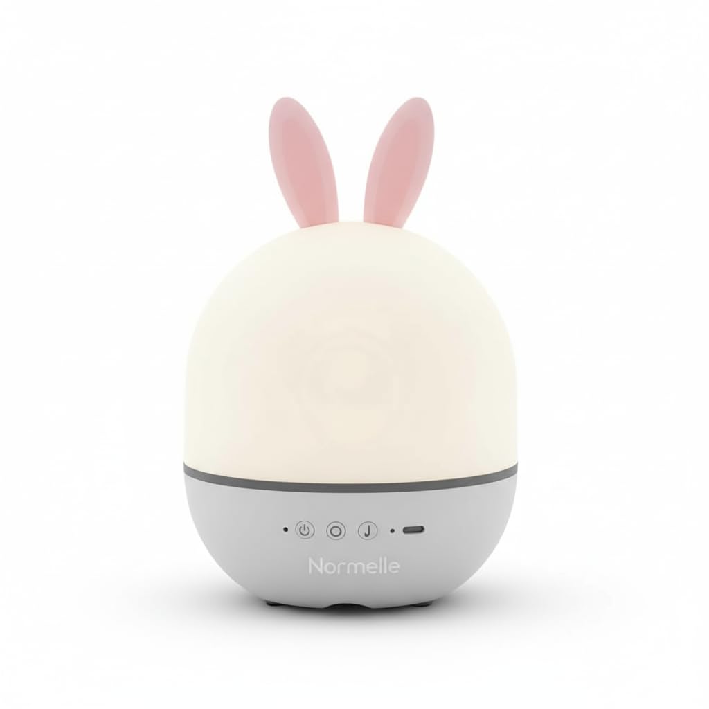 Star Projector Night Light for Kids with Remote, Rechargeable Rabbit Night Lamp with Auto Timer, 24 Lighting Effects, 8 Lullaby Songs, 360° Rotation, Dimmable LED Baby Bedroom Sleep Light