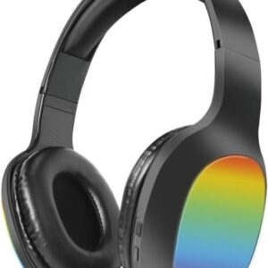 Light Wave RGB Wireless On-Ear Headphones – Rechargeable with Built-In Mic, Dynamic LED Lighting, Dual-Mode Functionality