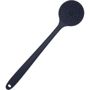 Back Scrubber for Shower – Soft Silicone Body Brush with Long Handle, BPA-Free, Hypoallergenic, Ergonomic Design, Food Grade Material, 15"x3.3", Black