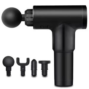 Mini Massage Gun for Deep Tissue – Handheld Muscle Massager with 4 Heads & Adjustable Speeds, Quiet Percussion Therapy for Neck, Back, Legs, Pain Relief & Workout Recovery – Compact & Portable