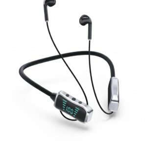 LED Screen Neckband Bluetooth Headphones In Ear with Deep Bass, 60H Playback, Noise Cancellation, SD Card Support, Type C Charging, Sports Earphones with Mic, Waterproof Wireless Earbuds