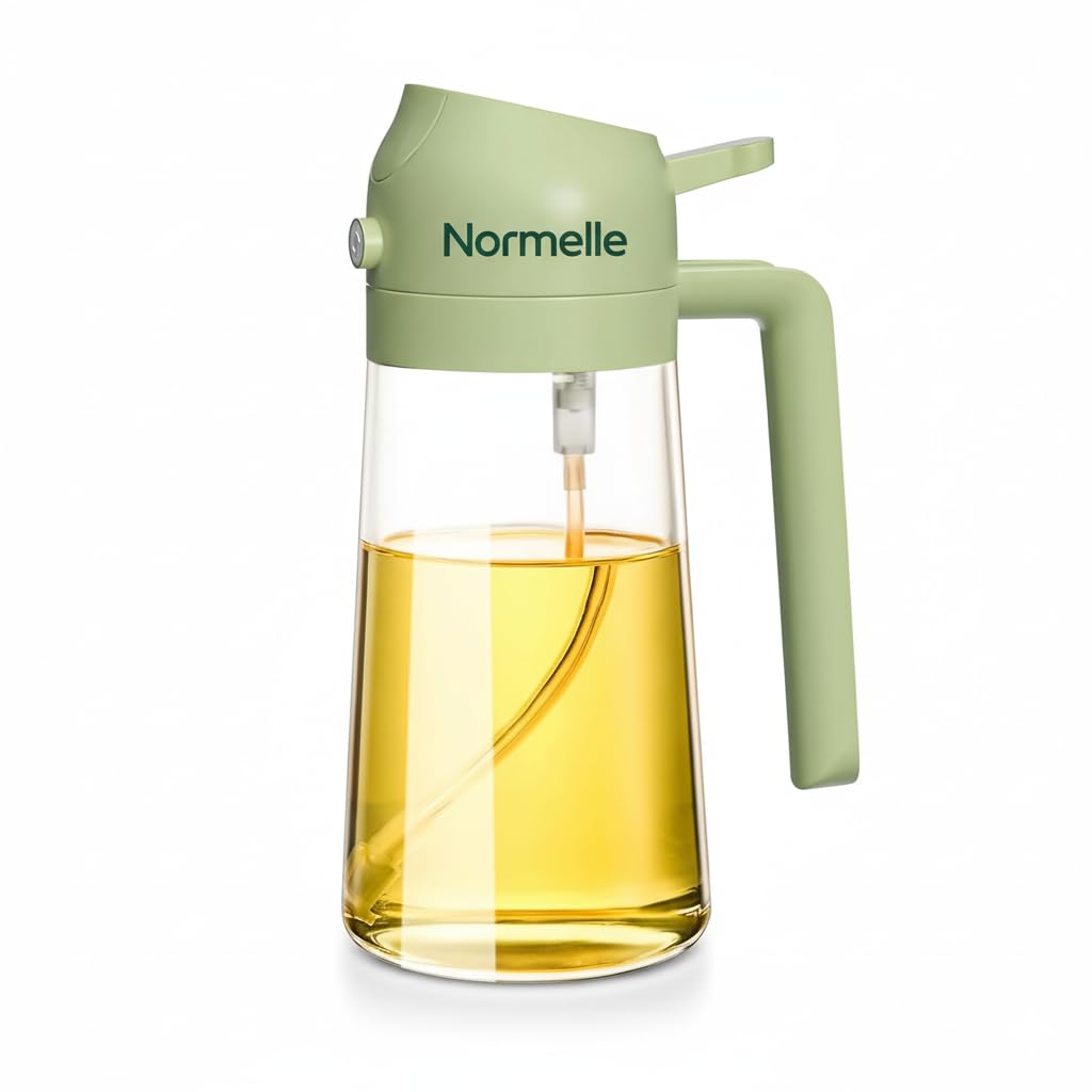 500ml Olive Oil Sprayer Mister, Cooking Oil Spray Bottle for Air Fryer and Baking, Refillable Olive Dispenser with Fine Mist, Multi-Function and Condiment Spray Bottle for Kitchen Use
