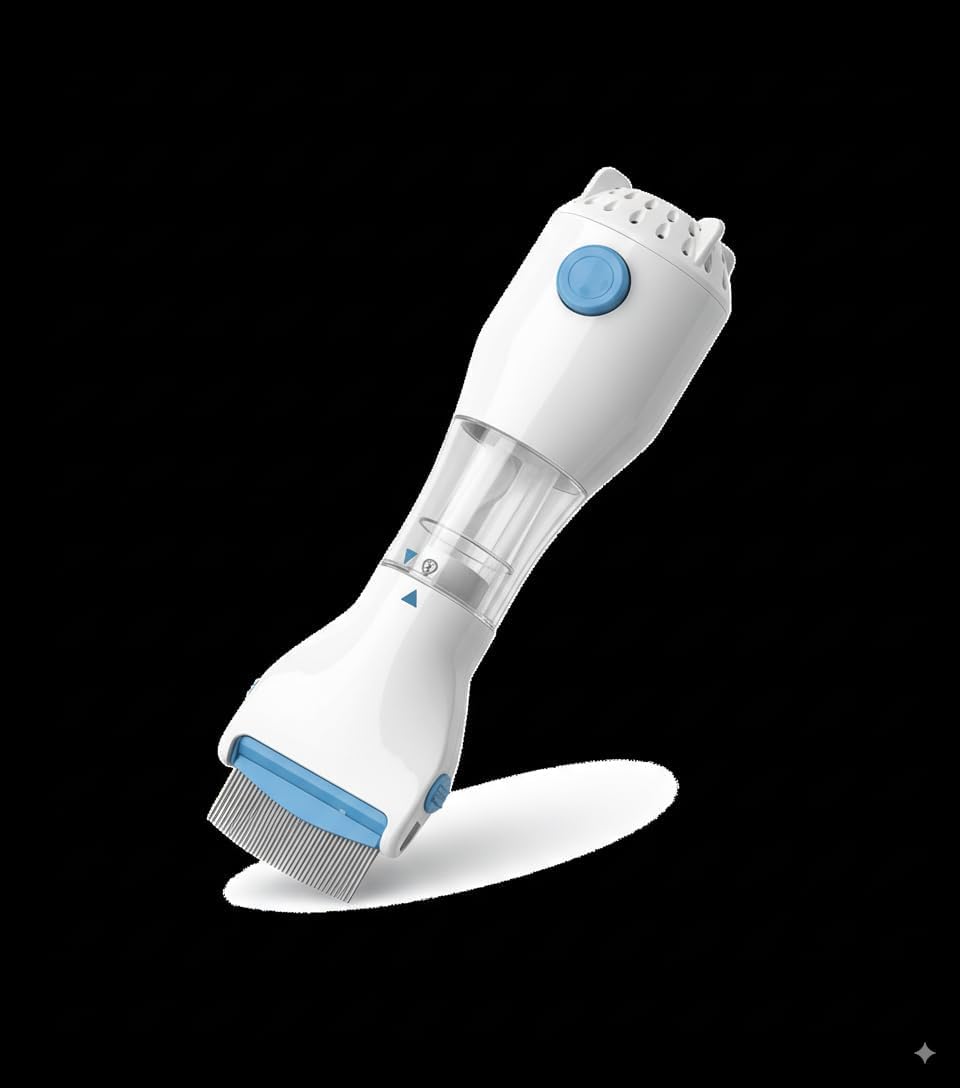 Electric Head Lice Comb with Vacuum | Chemical-Free Nit & Lice Removal Device | Safe for Kids & Adults | 9.25 cm Wide Teeth | Reusable & Easy to Clean - Image 2