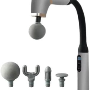 Massage Gun with U-Shaped Handle – Handheld Deep Tissue Massager for Neck, Back, Shoulders, Legs, Pain Relief – 5 Speed Vibration Therapy with 4 Massage Heads – Portable & Ergonomic Design