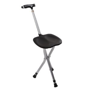 LED Light Walking Cane with Seat – Foldable Aluminum Tripod Cane Chair for Elderly, Anti-Slip Base, 100kg Support – Night Safety Mobility Aid, Portable Crutch Stool for Seniors