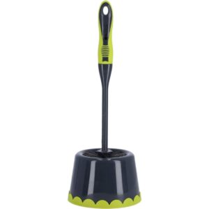 Toilet Brush with Toilet Holder | Non-Slip Long Handle & Clogged Toilets & Drains, Soft Bristles for Easy Cleaning of Toilet Corners/Ideal for Home & Office Use