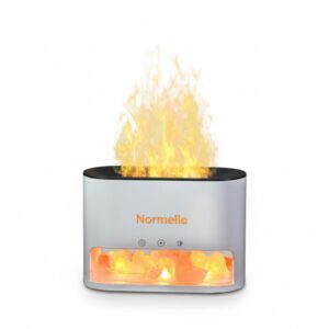 250ml 3-in-1 Essential Oil Diffuser with Fireplace Flame Effect | Cool Mist Humidifier with Himalayan Salt Stones, 7 Color LED Lights, Timer & Auto-Off | Aromatherapy Diffuser