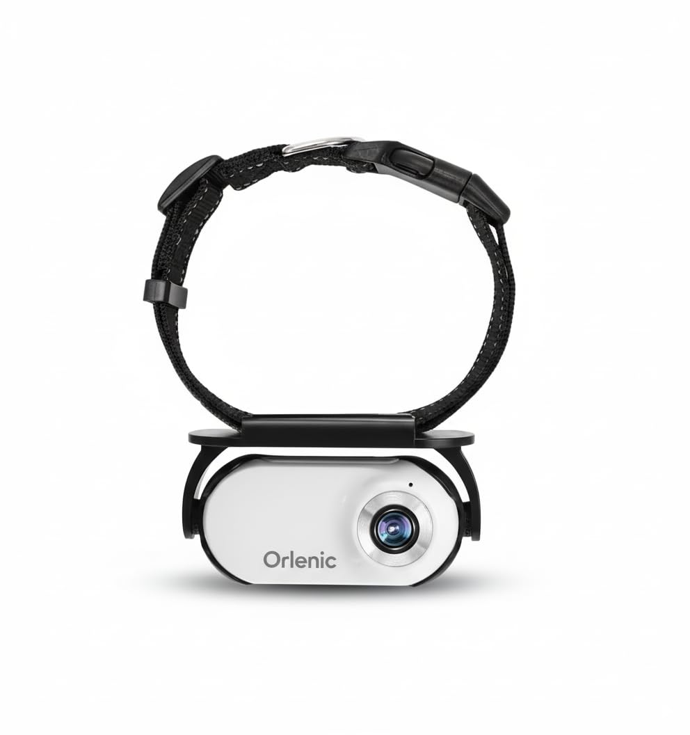 1080P Cat Camera Collar with 120° Wide-Angle Lens, Thumb Camera for Pets and Sports, Video Recording Wearable Cam with Back Clip, Silicone Case, Collar Mount