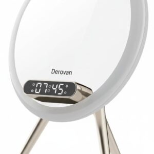 Q6 Smart LED Makeup Mirror – Bluetooth Speaker, Phone Stand, 15 W Wireless Charging, Clock & AI Voice Assistant