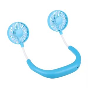 Hanging Neck Fan – USB Rechargeable, 2000mAh Portable Wearable Cooler with Dual Heads, Hands-Free Leafless Neck Airflow for Outdoor, Travel, Office & Sports Use