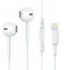 Wired In-Ear Earbuds with Lightning Connector – Noise Isolating Headphones with Built-in Microphone and Volume Control, Corded Earphones for Music, Calls, and Media Playback