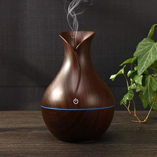 Wooden Cool Mist Humidifier & Aroma Diffuser – 7‑Color LED Flame Night Light, Compact Nano Mist for Cars, Offices, Bedrooms & Baby Rooms - Image 2