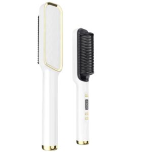 Anion Hair Straightener Brush: Fast Heating, Anti-Scald Comb with LED - Salon Quality Styling for Home & Travel - Damage-Free, Swift Styling, Portable & Safe