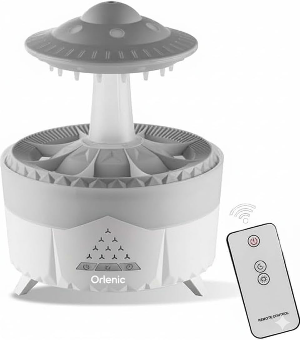 300ml Rain Cloud Humidifier Essential Oil Diffuser with Remote Control, 7 Color Night Light, Aroma Diffuser with Timer, Rain Sound Simulator for Relaxing Sleep, Bedroom, Office, Yoga, White