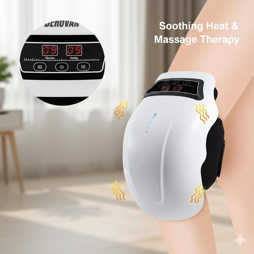 Smart Knee Massager – Triple Therapy: Heat (40–45 °C), 3 Vibration Levels & Hand-Mimic Massage | USB Rechargeable, LED Touch Control, Portable Relief - Image 3