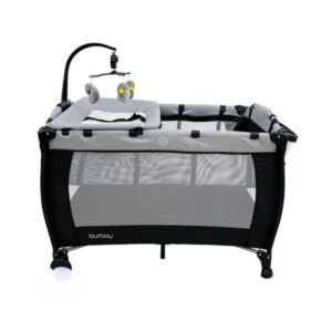 Pack and Play with Bassinet & Diaper Changing Table/Portable Baby Bedside Sleeper with Storage Bag, Toy Arch, Music Box, Lightweight Travel Crib, Washable Mattress