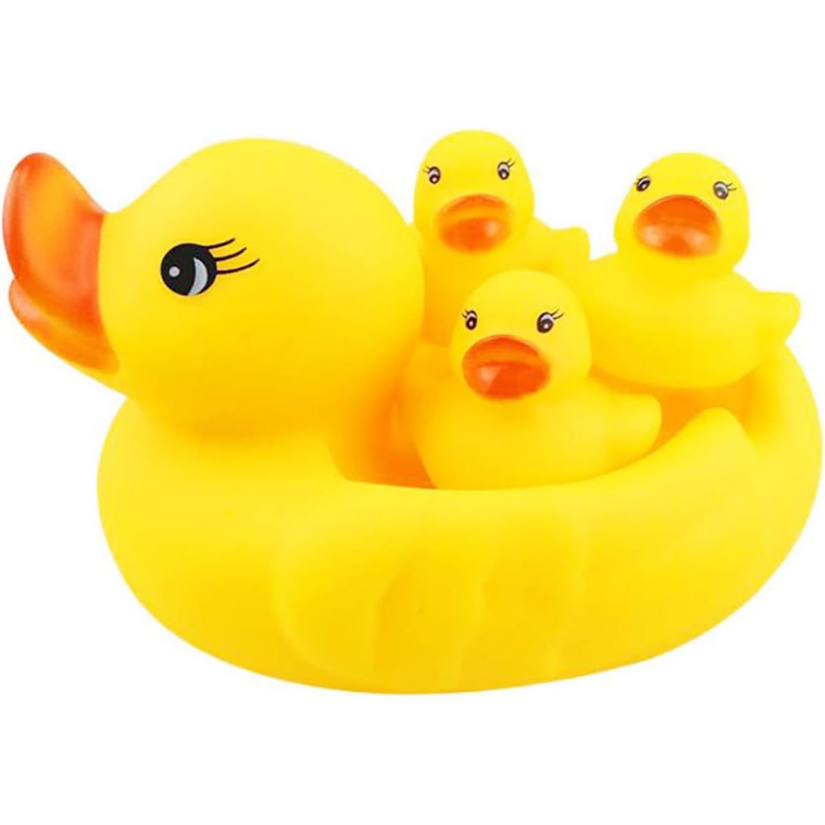 Squeaky Rubber Duck Bath Toy Set – Yellow, Floating Baby Bath Toys, Pack of 4